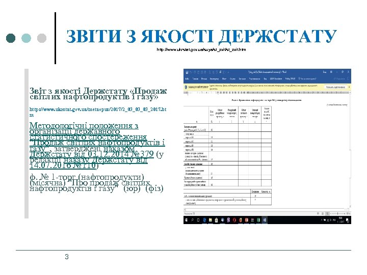ЗВІТИ З ЯКОСТІ ДЕРЖСТАТУ http: //www. ukrstat. gov. ua/suya/st_zvit. htm Звіт з якості Держстату