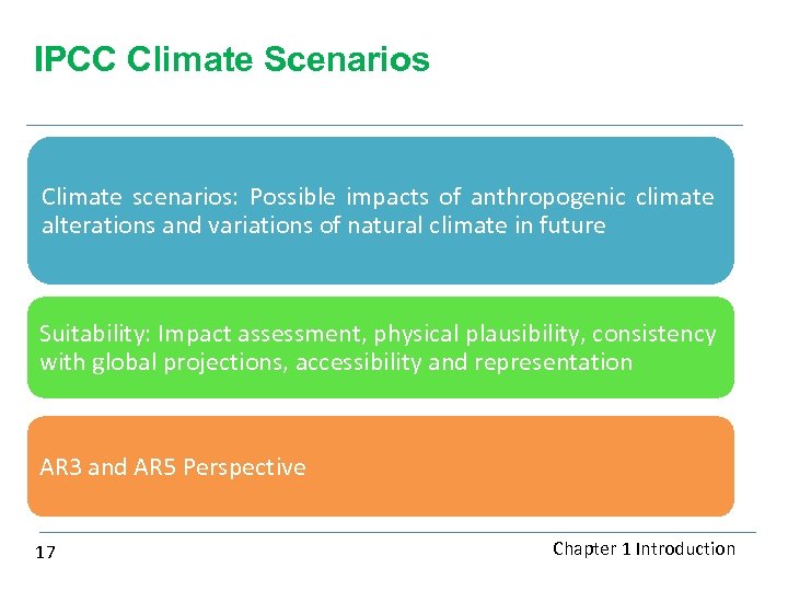 IPCC Climate Scenarios Climate scenarios: Possible impacts of anthropogenic climate alterations and variations of