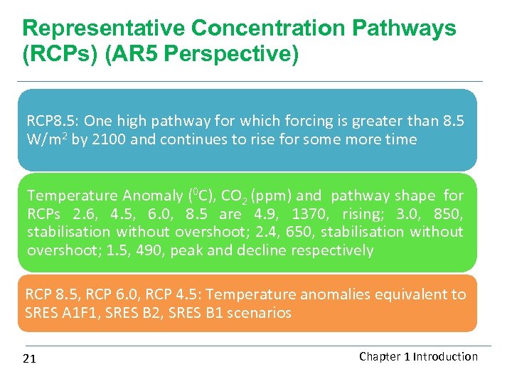 Representative Concentration Pathways (RCPs) (AR 5 Perspective) RCP 8. 5: One high pathway for