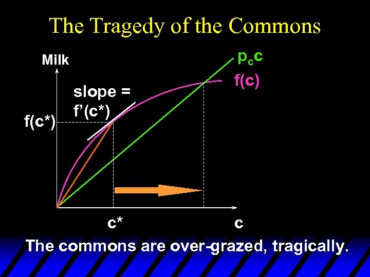 The Tragedy of the Commons p cc Milk f(c*) slope = f’(c*) f(c) c
