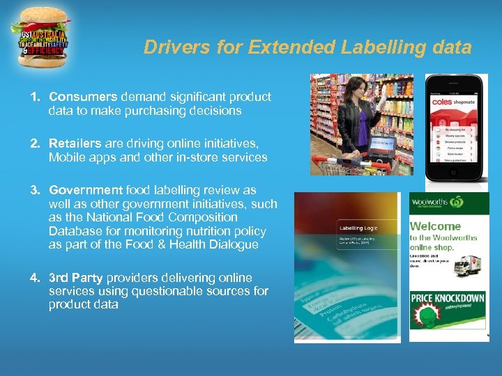 Drivers for Extended Labelling data 1. Consumers demand significant product data to make purchasing