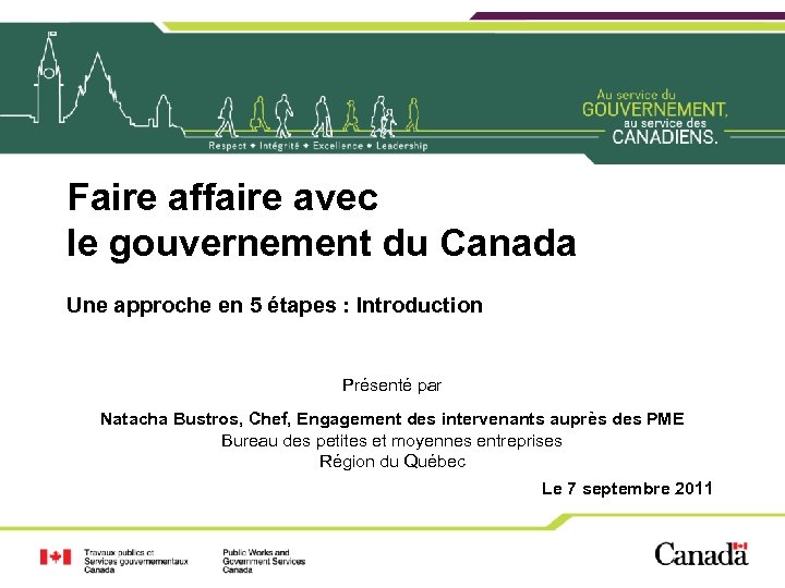Faire affaire avec le gouvernement du Canada Une approche en 5 étapes : Introduction
