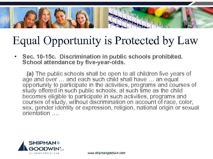 Equal Opportunity is Protected by Law • Sec. 10 -15 c. Discrimination in public