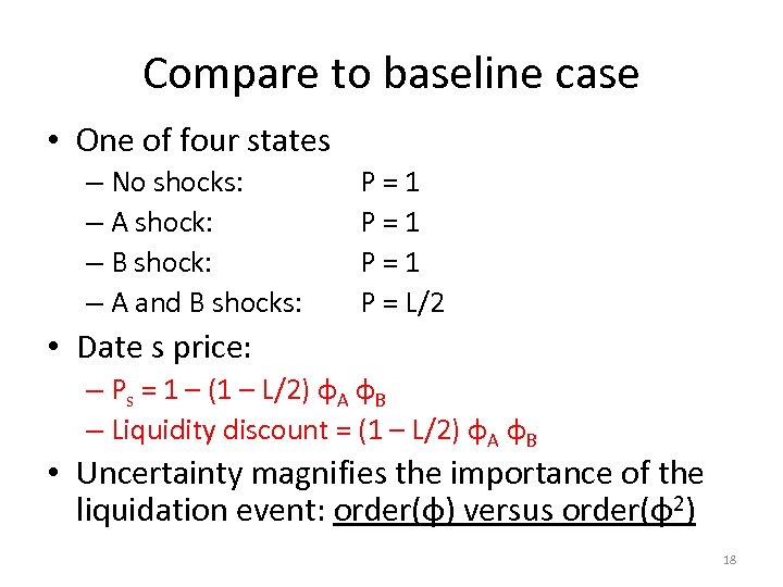 Compare to baseline case • One of four states – No shocks: – A