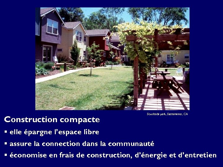 Construction compacte Southside park, Sacramento, CA § elle épargne l’espace libre § assure la
