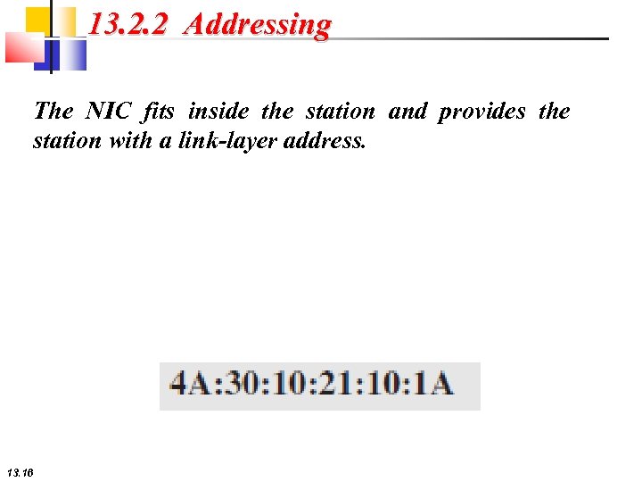 13. 2. 2 Addressing The NIC fits inside the station and provides the station