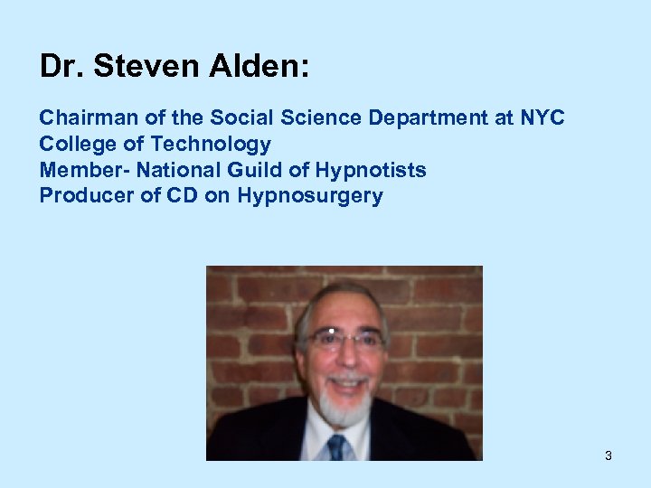 Dr. Steven Alden: Chairman of the Social Science Department at NYC College of Technology