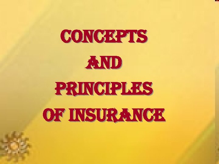 CONCEPTS AND PRINCIPLES OF INSURANCE 1 