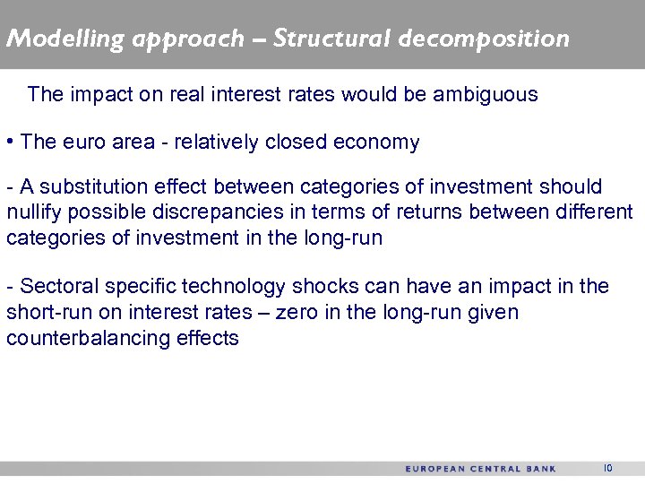 Modelling approach – Structural decomposition The impact on real interest rates would be ambiguous