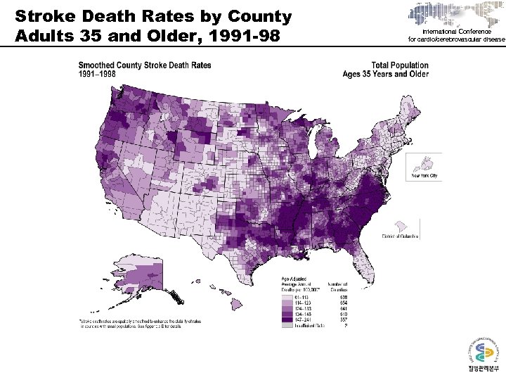 Stroke Death Rates by County Adults 35 and Older, 1991 -98 International Conference for