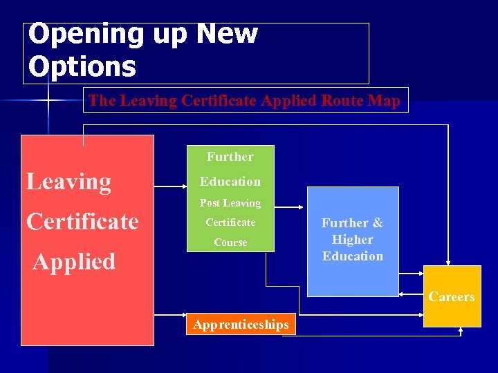 Opening up New Options The Leaving Certificate Applied Route Map Further Leaving Certificate Applied
