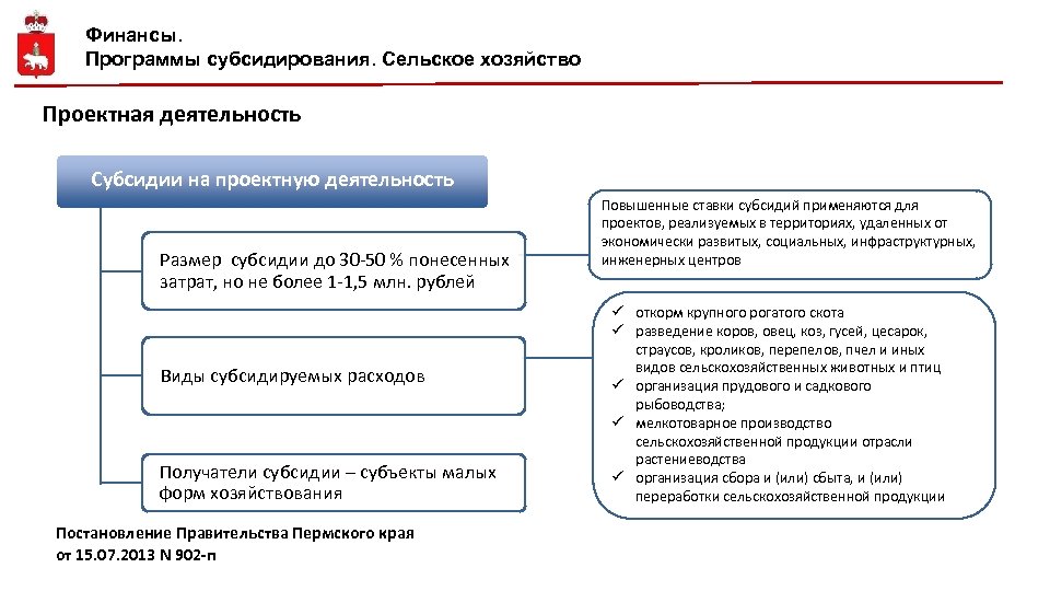 Финансы. Программы субсидирования. Сельское хозяйство Проектная деятельность Субсидии на проектную деятельность Размер субсидии до
