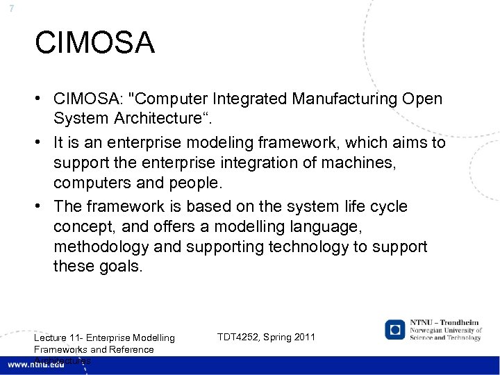 7 CIMOSA • CIMOSA: 