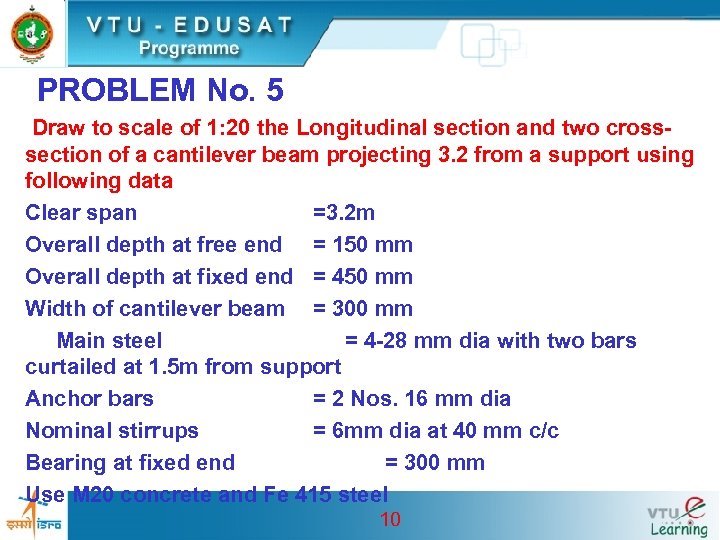 PROBLEM No. 5 Draw to scale of 1: 20 the Longitudinal section and two