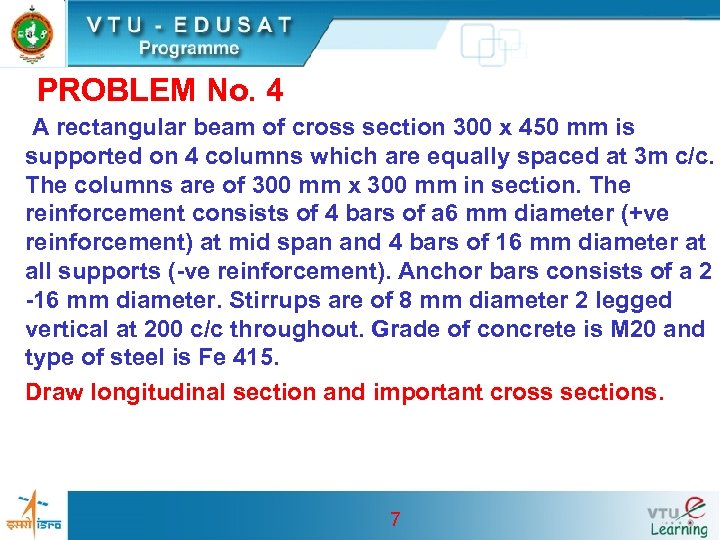 PROBLEM No. 4 A rectangular beam of cross section 300 x 450 mm is