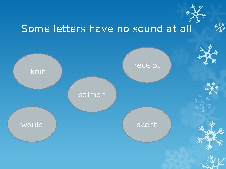 Some letters have no sound at all receipt knit salmon would scent 