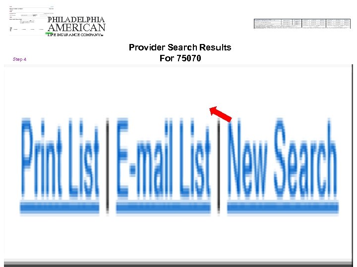 PHILADELPHIA AMERICAN LIFE INSURANCE COMPANYSM Step 4 Provider Search Results For 75070 