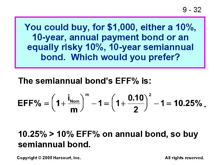 9 - 32 You could buy, for $1, 000, either a 10%, 10 -year,