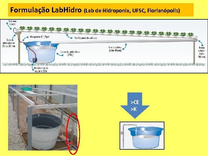 Formulação Lab. Hidro (Lab de Hidroponia, UFSC, Florianópolis) >CE >K 