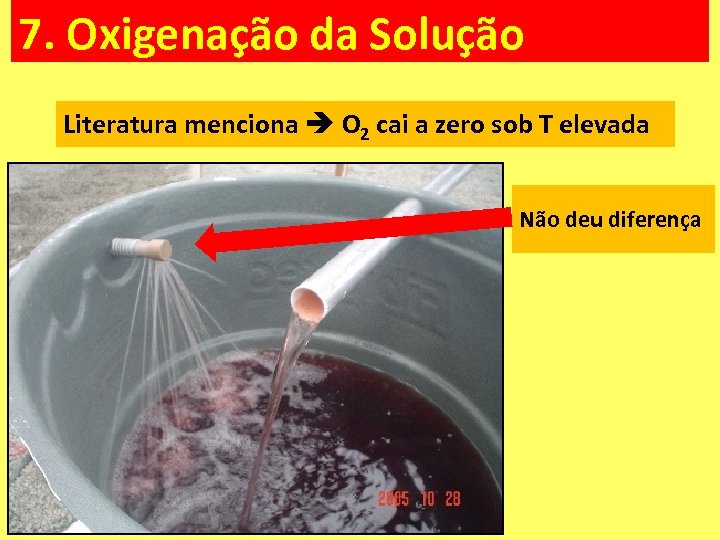 7. Oxigenação da Solução Literatura menciona O 2 cai a zero sob T elevada