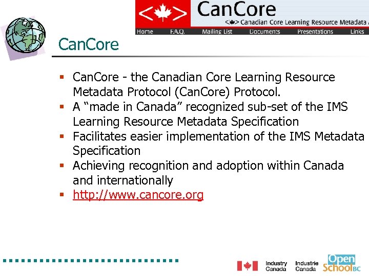 Can. Core § Can. Core - the Canadian Core Learning Resource Metadata Protocol (Can.