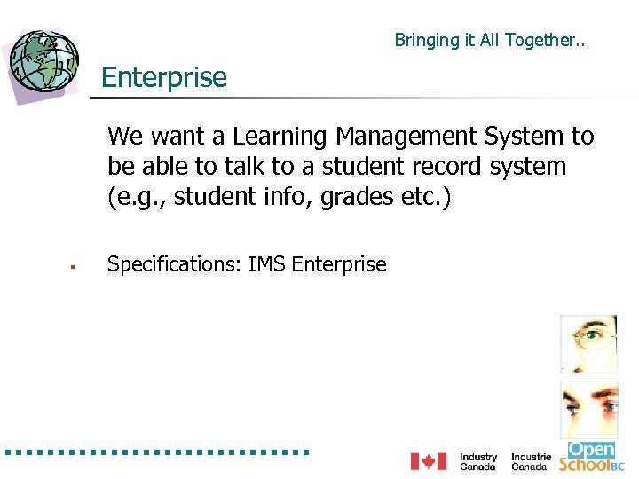 Bringing it All Together. . Enterprise We want a Learning Management System to be