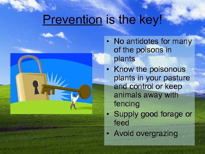 Prevention is the key! • No antidotes for many of the poisons in plants