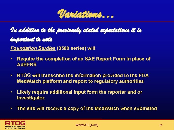 Variations… In addition to the previously stated expectations it is important to note Foundation