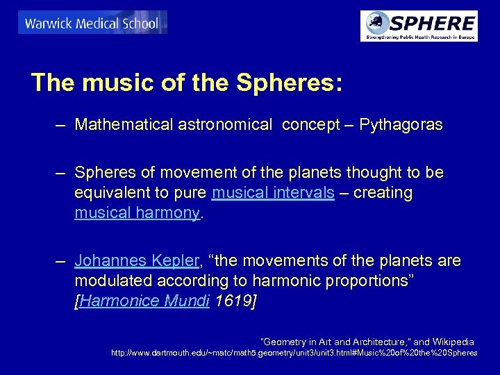 The music of the Spheres: – Mathematical astronomical concept – Pythagoras – Spheres of