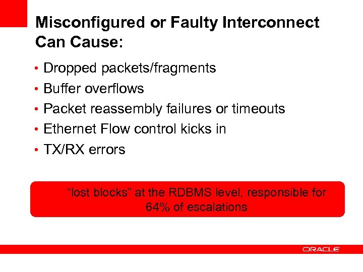 Misconfigured or Faulty Interconnect Can Cause: • Dropped packets/fragments • Buffer overflows • Packet