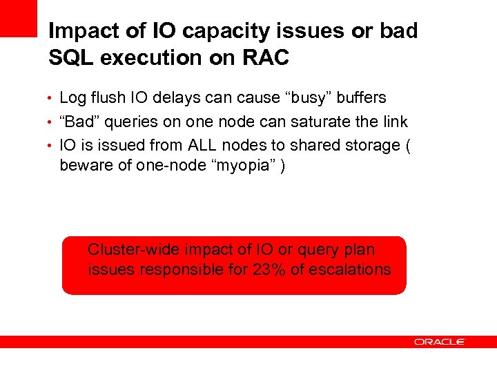 Impact of IO capacity issues or bad SQL execution on RAC • Log flush