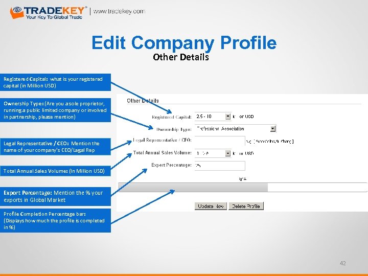 Edit Company Profile Other Details Registered Capital: what is your registered capital (in Million