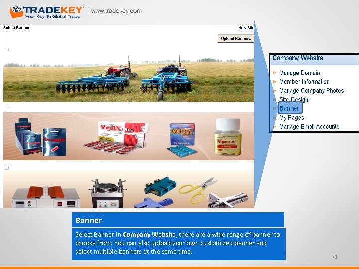 Banner Select Banner in Company Website, there a wide range of banner to choose