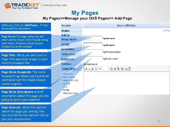 My Pages>>Manage your DHS Pages>> Add Page After you Click on Add Pages ,