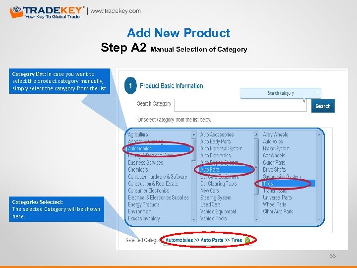 Add New Product Step A 2 Manual Selection of Category List: In case you