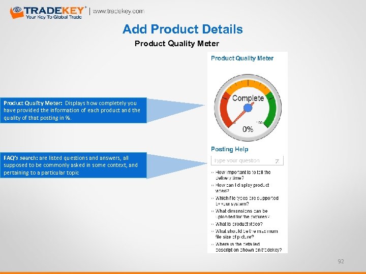 Add Product Details Product Quality Meter: Displays how completely you have provided the information