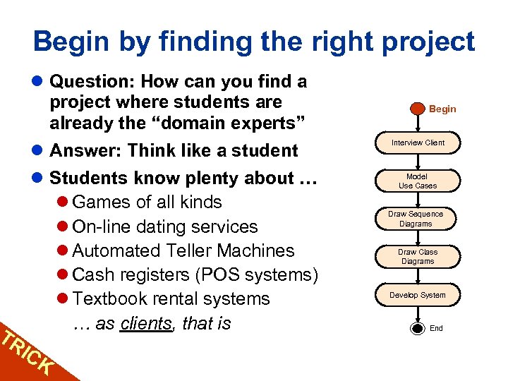 Begin by finding the right project l Question: How can you find a project