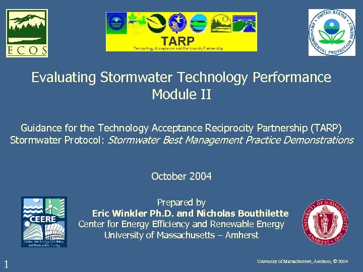 Evaluating Stormwater Technology Performance Module II Guidance for the Technology Acceptance Reciprocity Partnership (TARP)