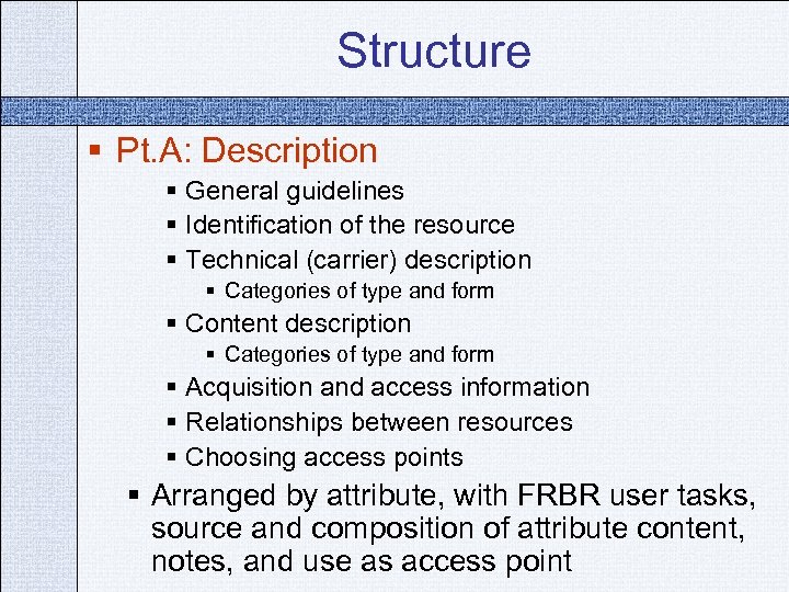 Structure § Pt. A: Description § General guidelines § Identification of the resource §