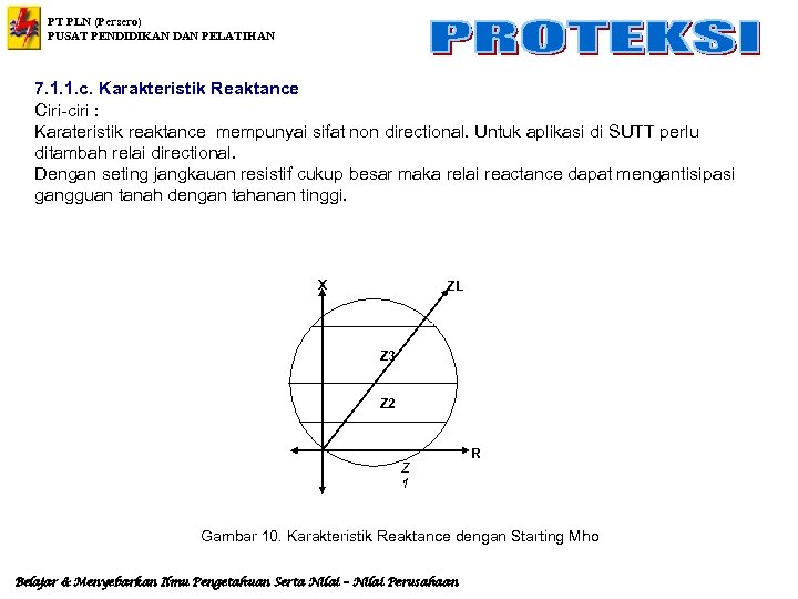 PT PLN (Persero) PUSAT PENDIDIKAN DAN PELATIHAN 7. 1. 1. c. Karakteristik Reaktance Ciri-ciri