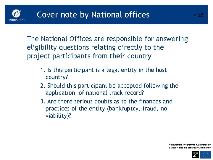 Cover note by National offices > 28 The National Offices are responsible for answering