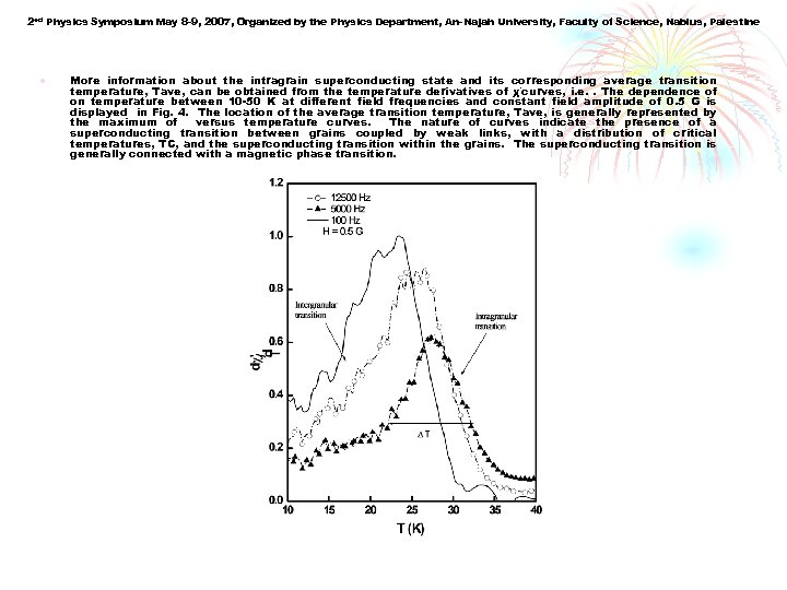 2 ed Physics Symposium May 8 -9, 2007, Organized by the Physics Department, An-Najah
