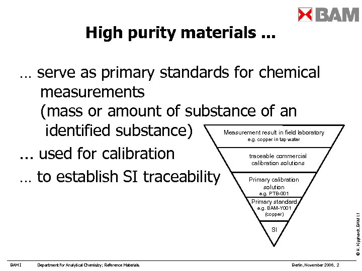 High purity materials. . . … serve as primary standards for chemical measurements (mass