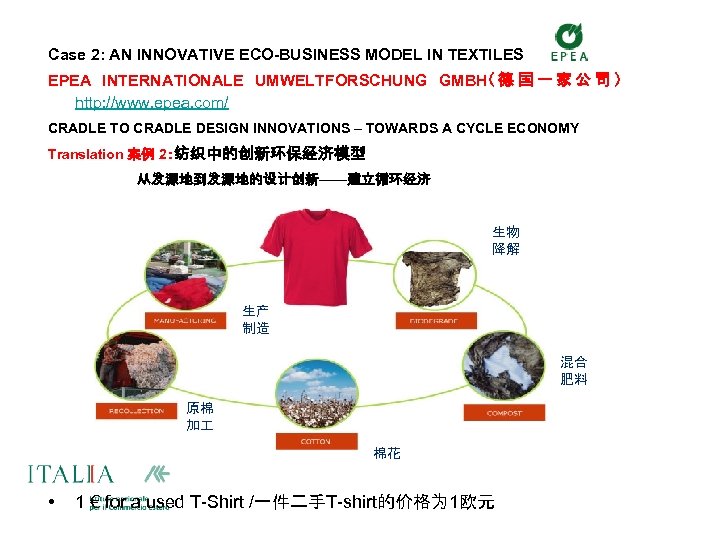 Case 2: AN INNOVATIVE ECO-BUSINESS MODEL IN TEXTILES EPEA INTERNATIONALE UMWELTFORSCHUNG GMBH（ 德 国