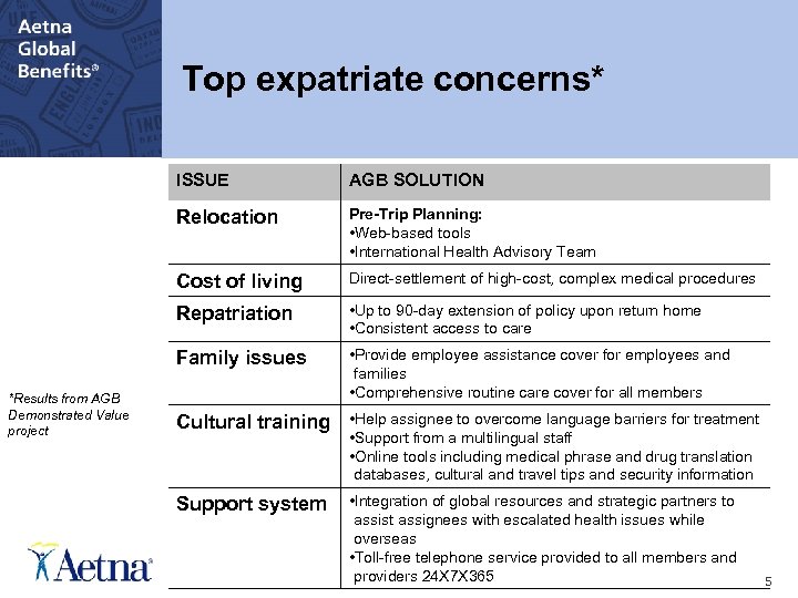 [Presentation Topic Title Goes Here] Top expatriate concerns* ISSUE Relocation Pre-Trip Planning: • Web-based