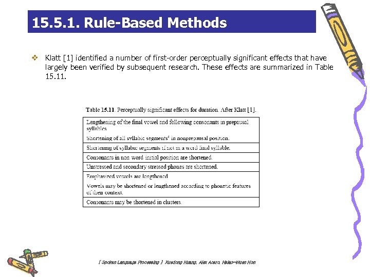 15. 5. 1. Rule-Based Methods v Klatt [1] identified a number of first-order perceptually