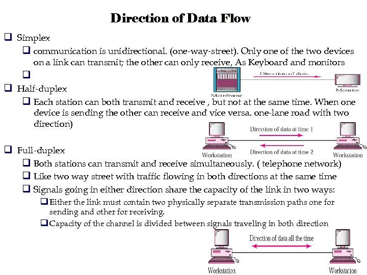 Direction of Data Flow q Simplex q communication is unidirectional. (one-way-street). Only one of