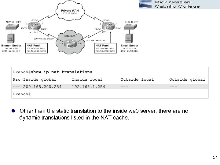 l Other than the static translation to the inside web server, there are no