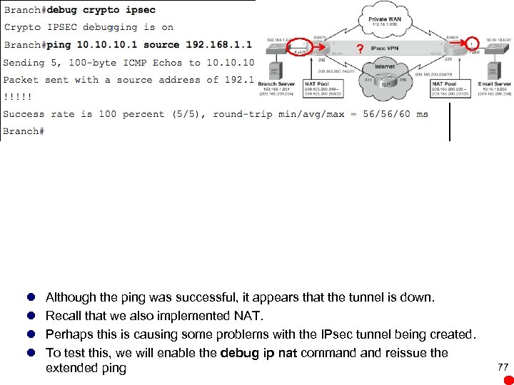 ? l l Although the ping was successful, it appears that the tunnel is
