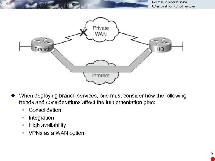 l When deploying branch services, one must consider how the following trends and considerations